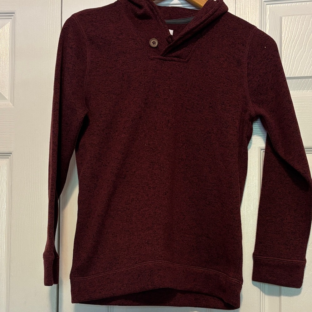 Burgundy Hooded Pullover Sweater